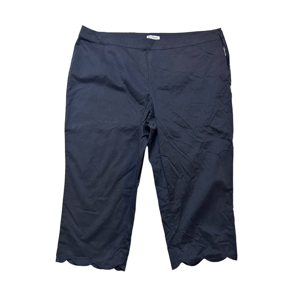 Women’s Navy Scallop-Hem Cropped Pants